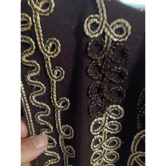 Objects Dart Open Front Embroidered Cardigan-Style Long Sleeve Black - Picture 3 of 4